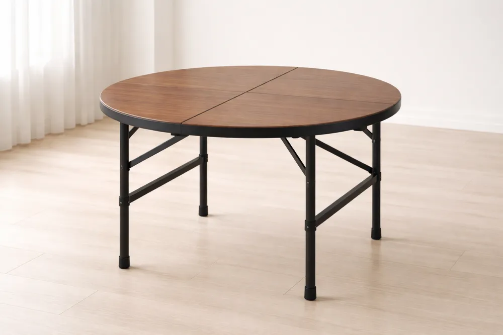 Table pliante ronde en bois et métal-Formavelo