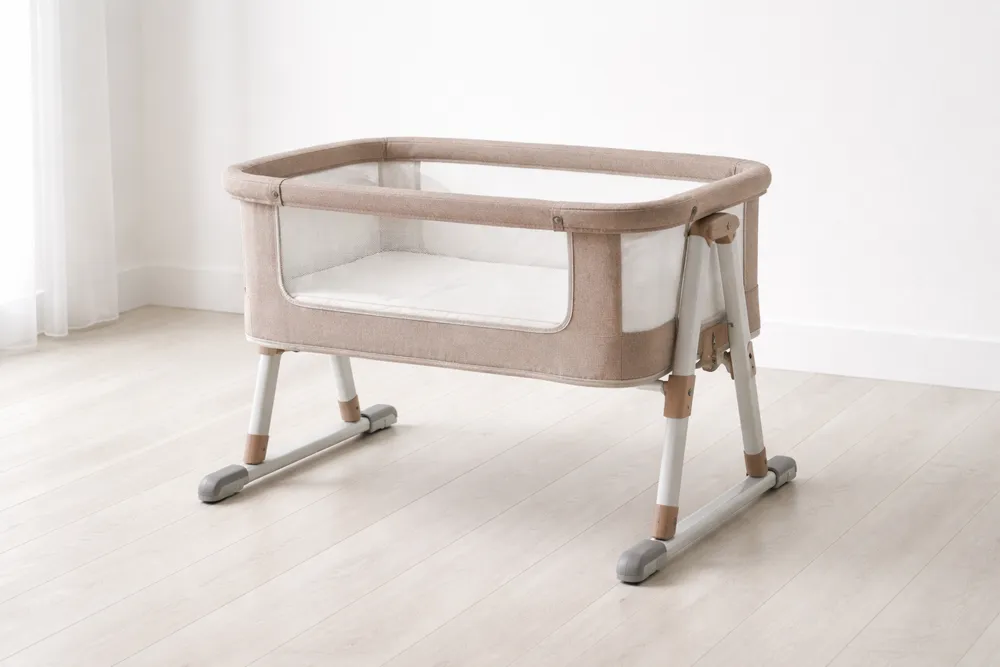 Berceau pour bébé en métal et tissu Polyester Beige-Formavelo