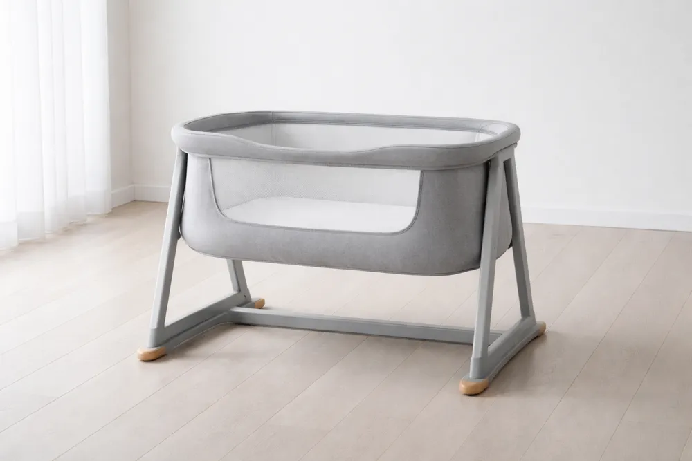 Berceau gris avec cadre en aluminium et maille polyester, 93x52x68 cm-Formavelo