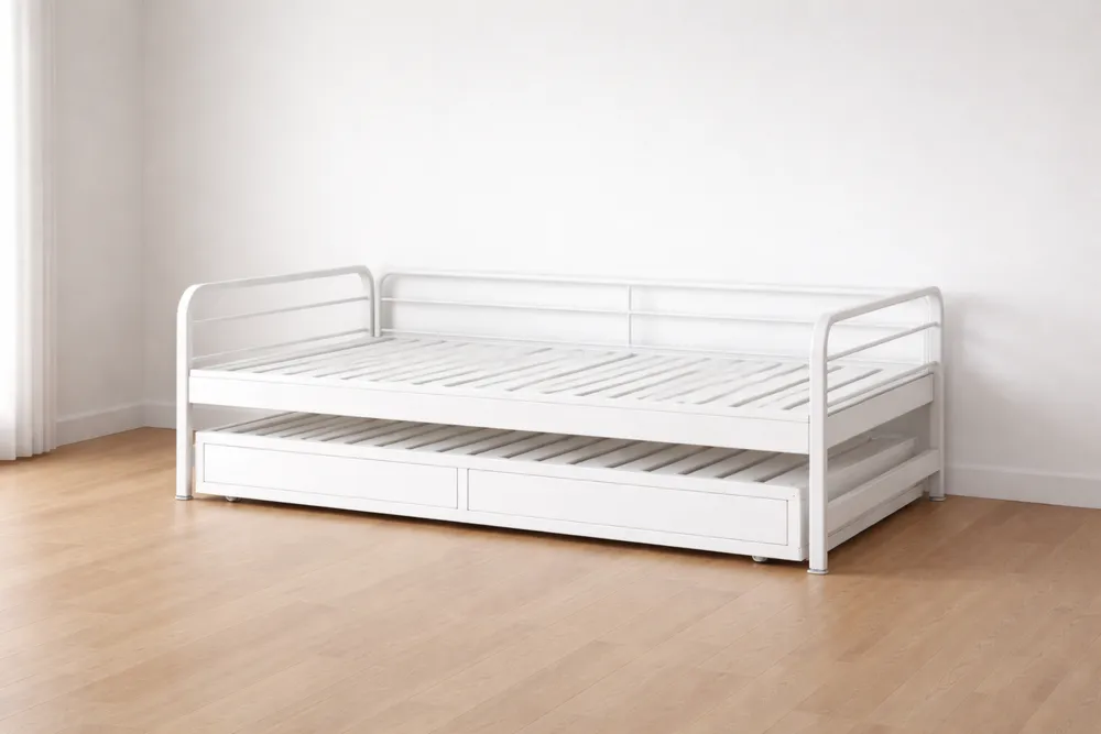 Lit en métal blanc avec tiroir intégral-Formavelo