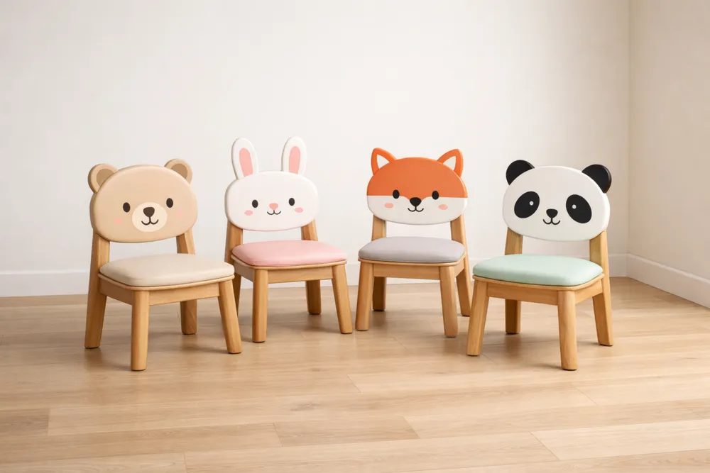 Chaises pour enfants en bois, dossier animaux-Formavelo