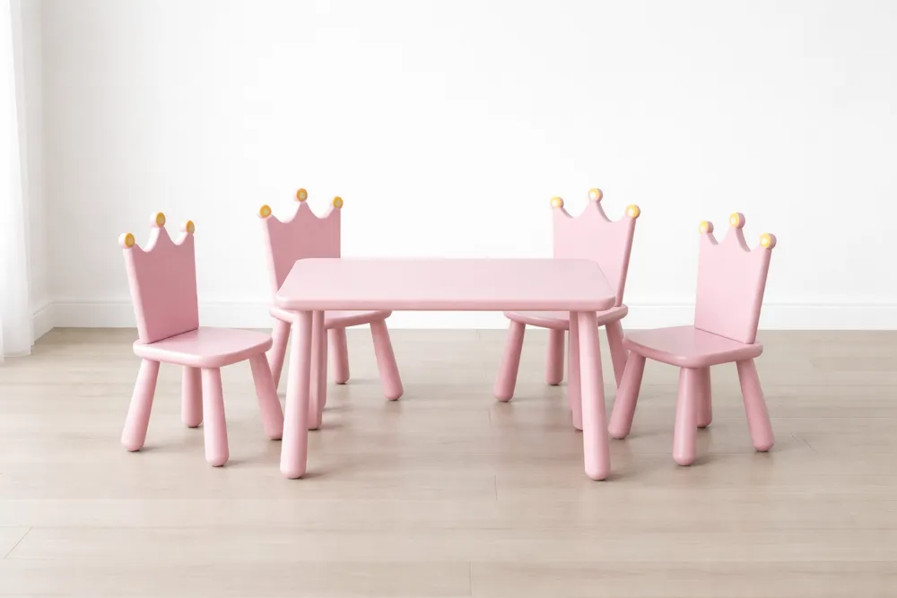 Ensemble table et chaises enfants rose en plastique-Formavelo