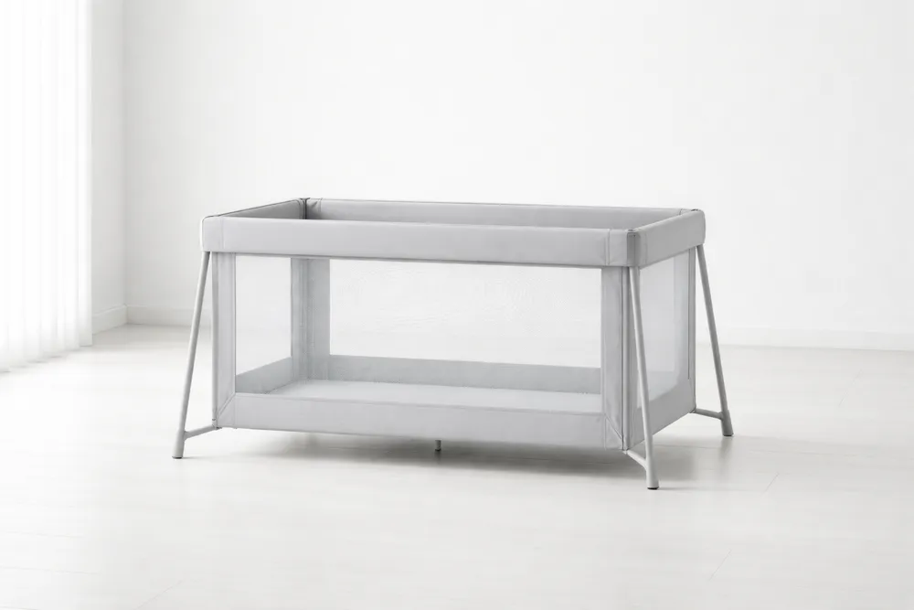 Lit d'enfant pliant en aluminium et polyester gris-Formavelo