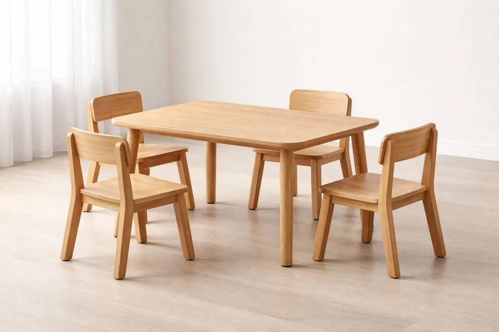 Ensemble table et chaises pour enfants en bois massif-Formavelo