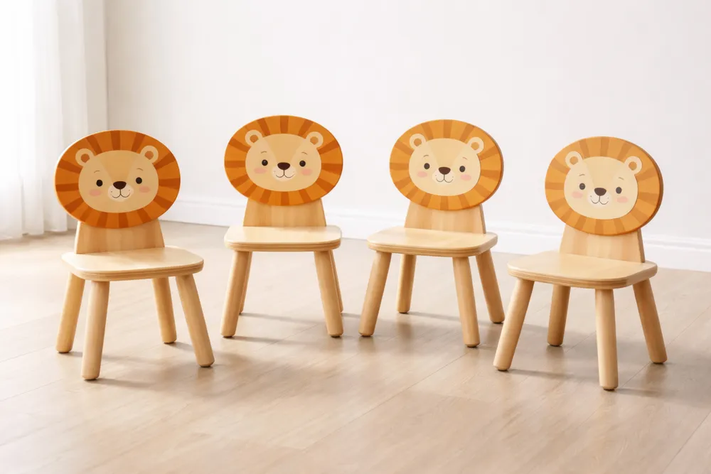 Ensemble de Chaises pour Enfants Motif Lion en Bois-Formavelo