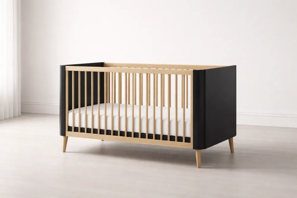 Lit bébé en Bois et MDF Noir-Formavelo