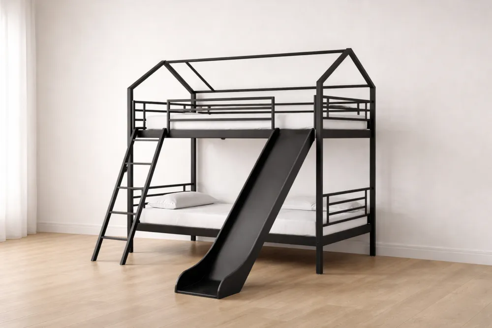 Lit superposé en métal avec toboggan et échelle-Formavelo