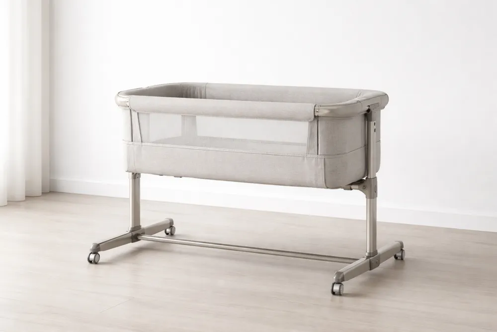 Berceau réglable en acier et tissu gris avec roulettes-Formavelo