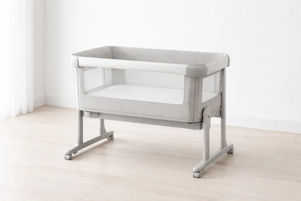 Lit Bébé Cododo en Aluminium avec Roues 90x56x82 cm Gris-Formavelo