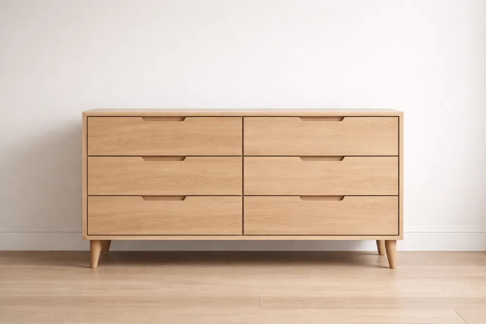 Commode en Bois avec 6 Tiroirs en Chêne Clair-Formavelo