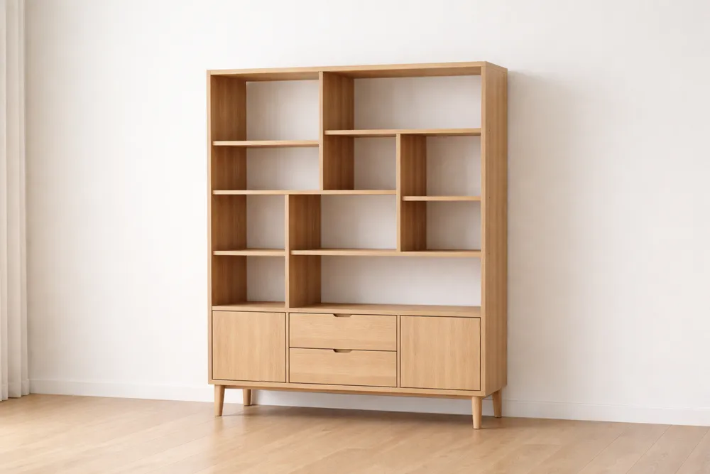 Étagère en bois de chêne clair avec tiroirs-Formavelo