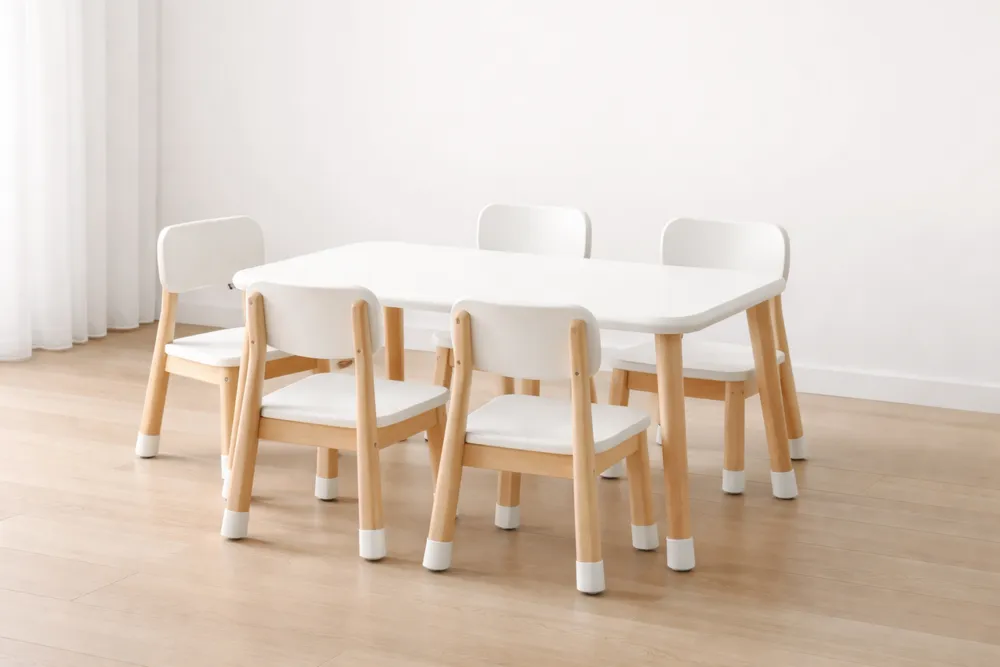 Ensemble Table et Chaises pour Enfant Bois et Plastique Blanc-Formavelo