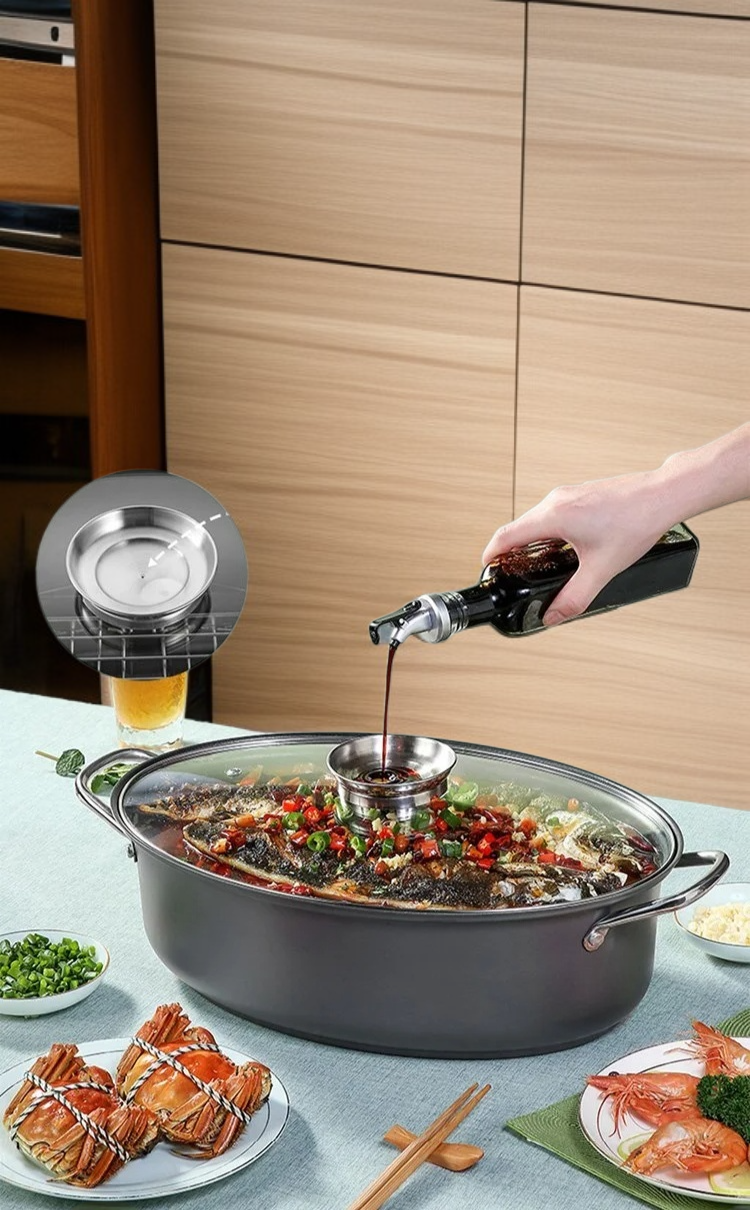 Durable carbon steel steamer pot with transparent lid