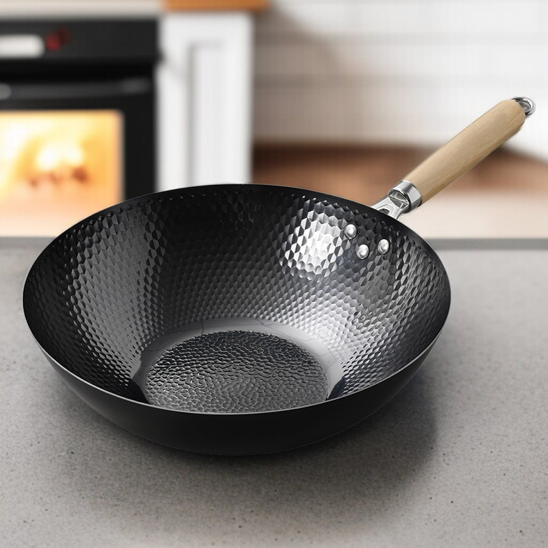Household Uncoated Stir-Fry Pot close-up