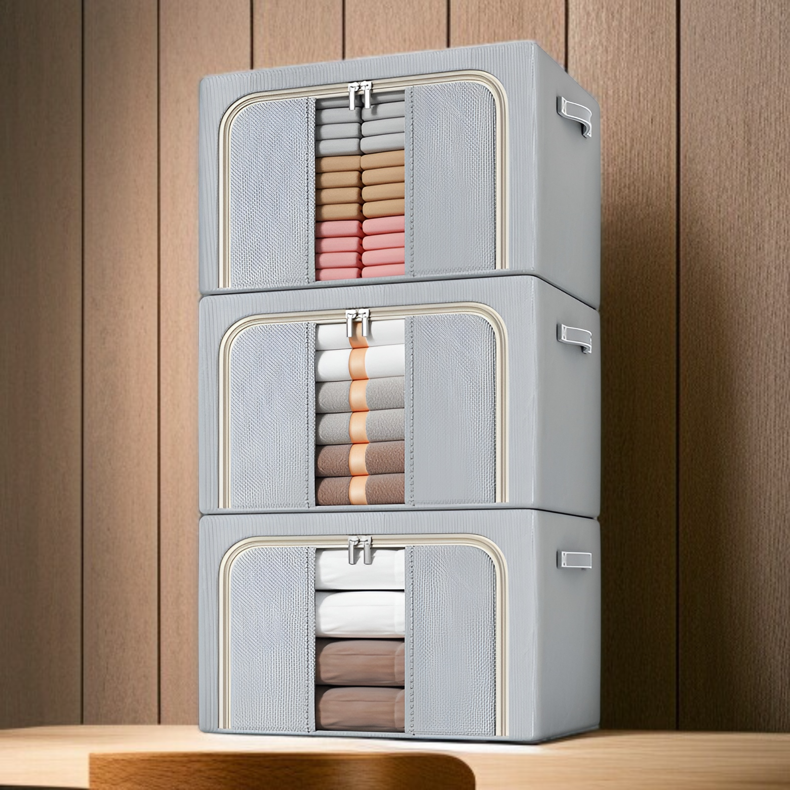 Foldable storage box for closet organization