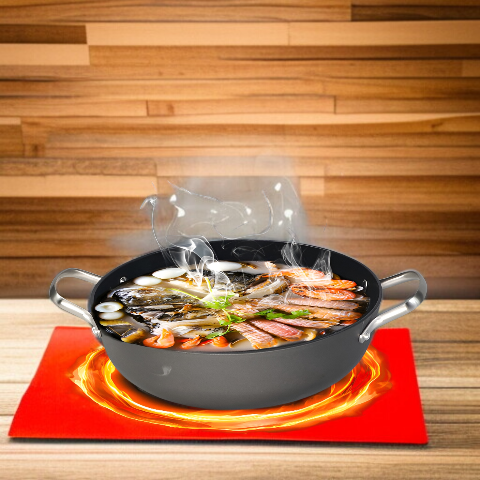 Classic traditional iron cookware for home kitchens