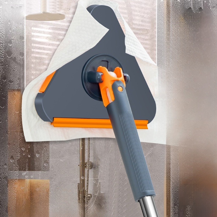 Durable cotton washcloth mop with ergonomic triangular handle