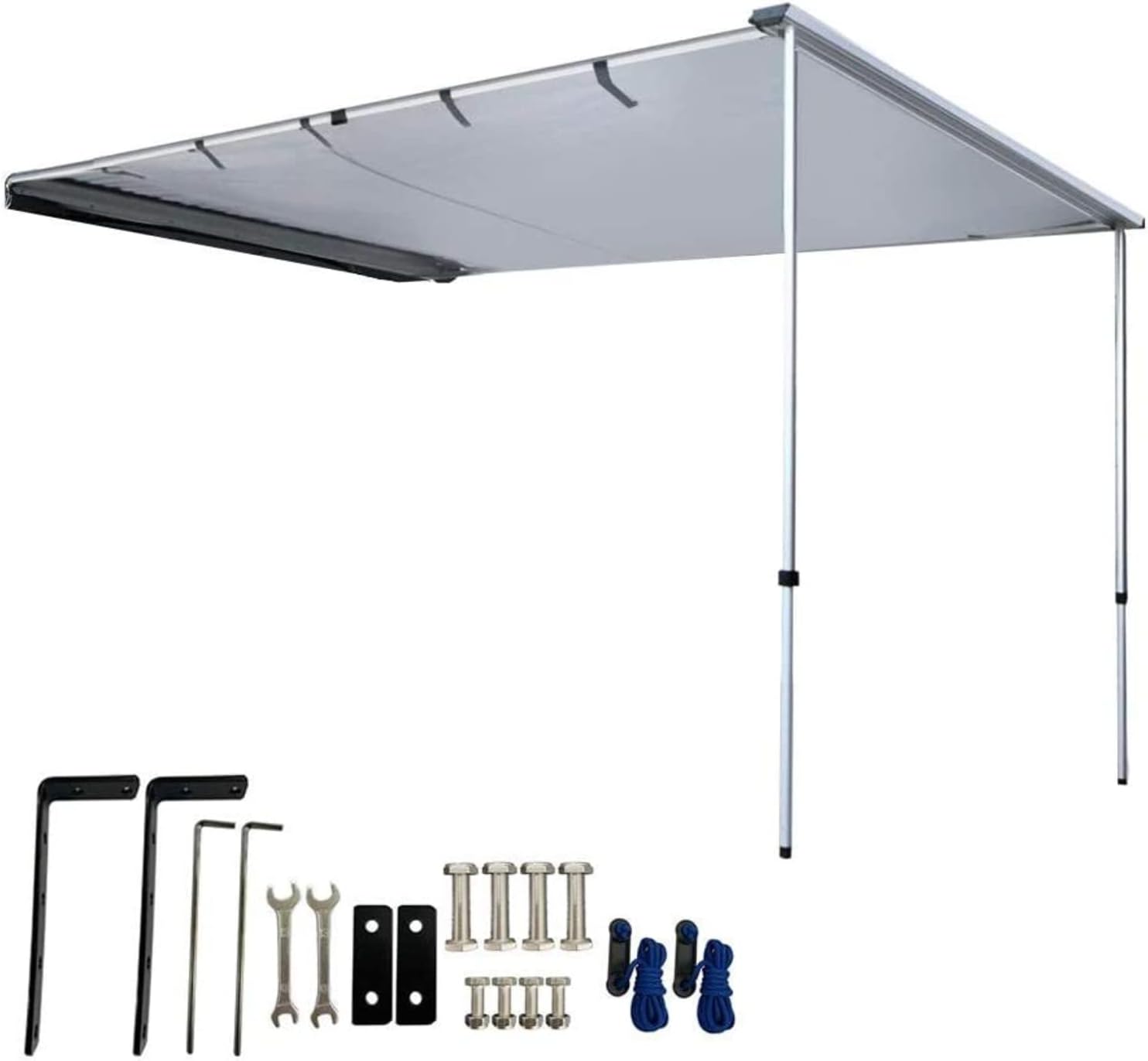 OUTDOOR Car Awning 4.9x6.5ft Roof Rack Pull-Out Sun Shelter Canopy, Waterproof 4x4 Vehicle Side Overland Awning Camping, Gray