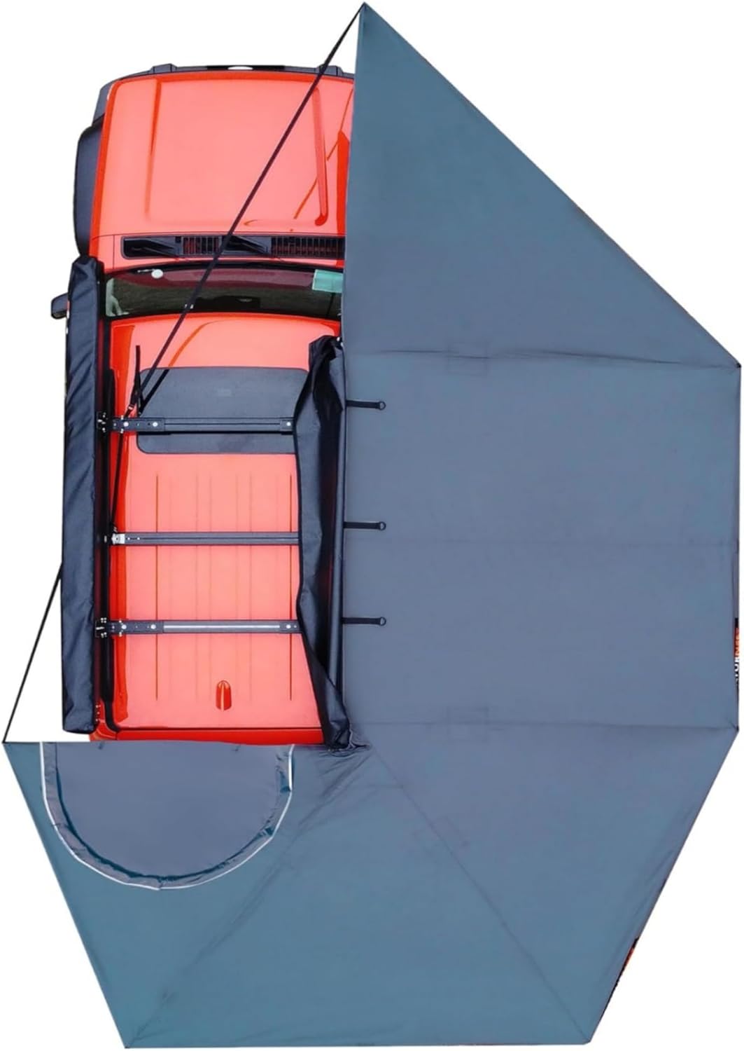  270 Degree Awning for SUV Jeep Truck Van Vehicle Rooftop Awning, All Car Top Roof Rack Awnings, Vehicle Overland 270 Car Side Batwing Moon Shade Awnings (Black, Large)