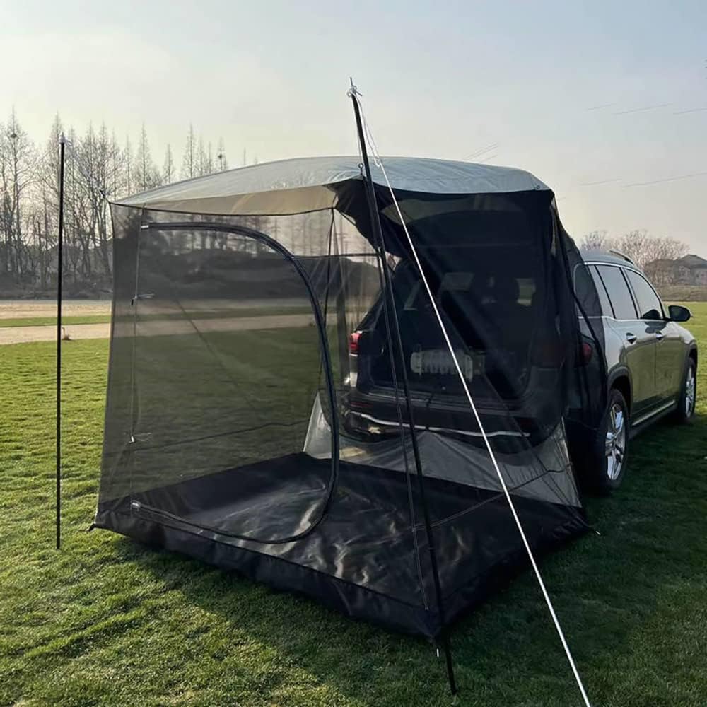 Car Awning Sun Shelter Camping SUV Rear Tent, Portable Waterproof Roof Top Tent Canopy for SUV Minivan Hatchback Camping Outdoor Travel (Car Awning Sun Shelter with Mosquito Net)