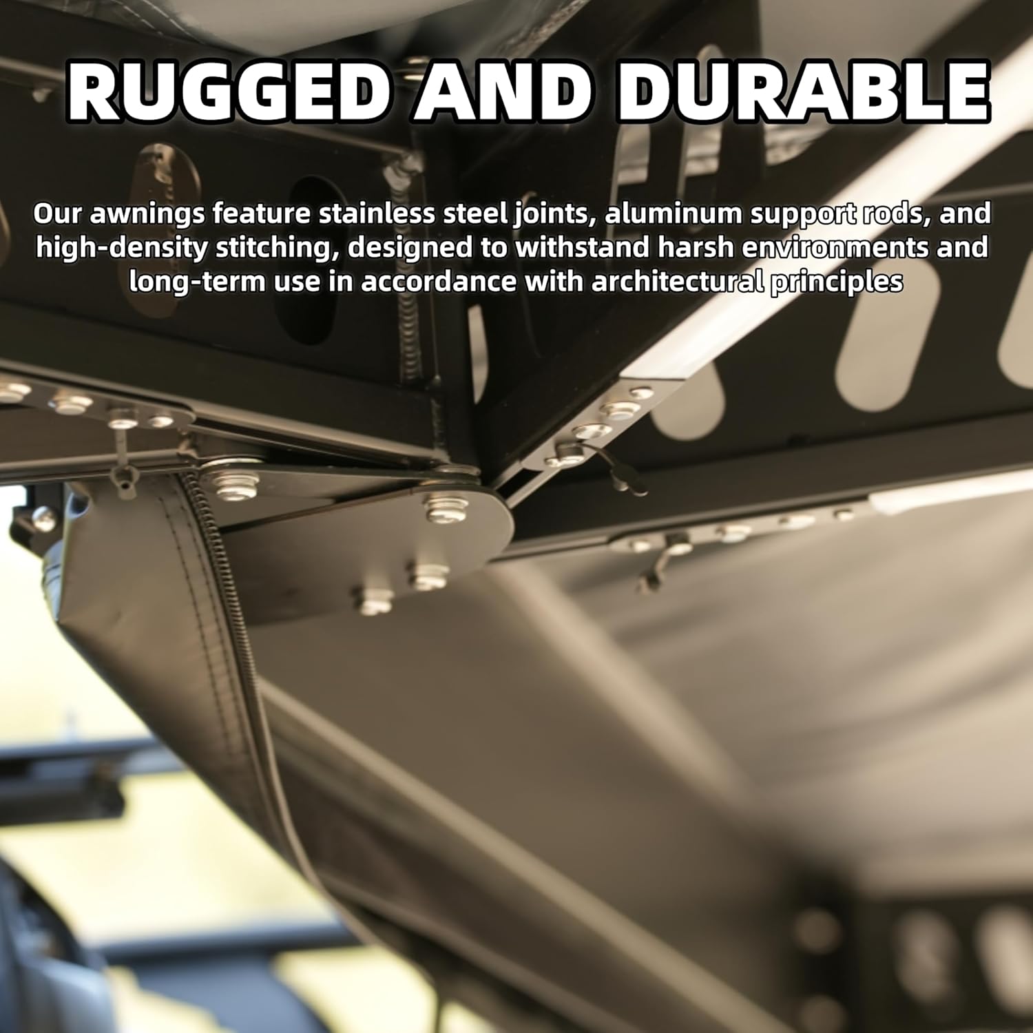  270 Degree Awning for SUV Jeep Truck Van Vehicle Rooftop Awning, All Car Top Roof Rack Awnings, Vehicle Overland 270 Car Side Batwing Moon Shade Awnings (Black, Large)