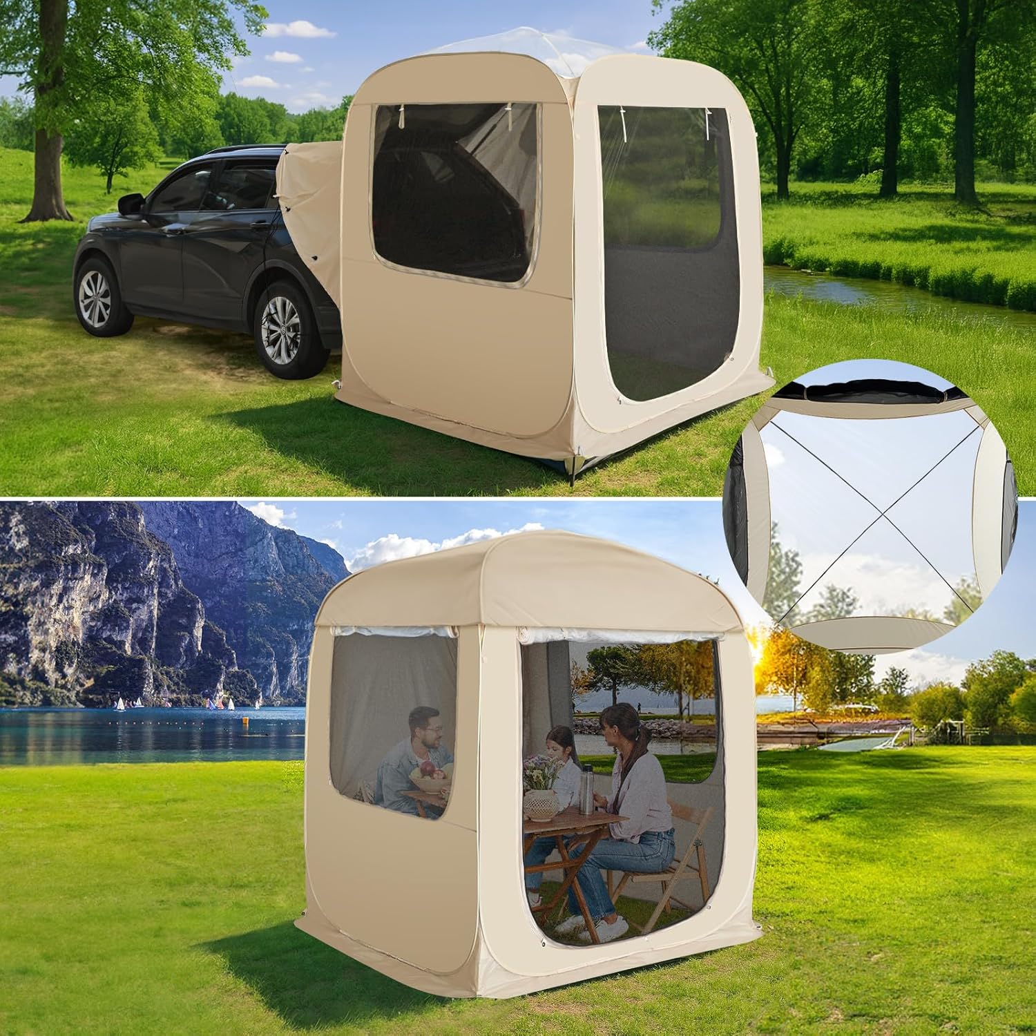 4-6 Person Pop Up Screen Tent, Instant Screen Room with Carry Bag, Outdoor Mosquito Tent Camping, Sun Shade Shelter for Patio, Garden, Backyard