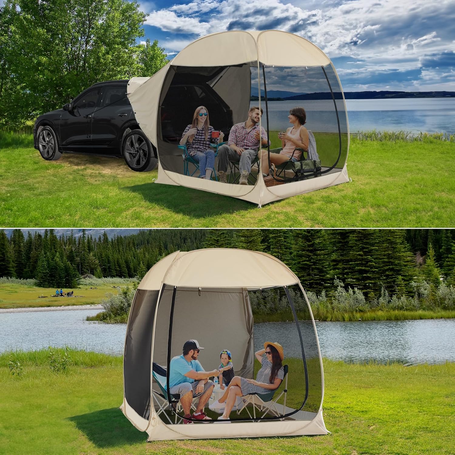 4-6 Person Pop Up Screen Tent, Instant Screen Room with Carry Bag, Outdoor Mosquito Tent Camping, Sun Shade Shelter for Patio, Garden, Backyard