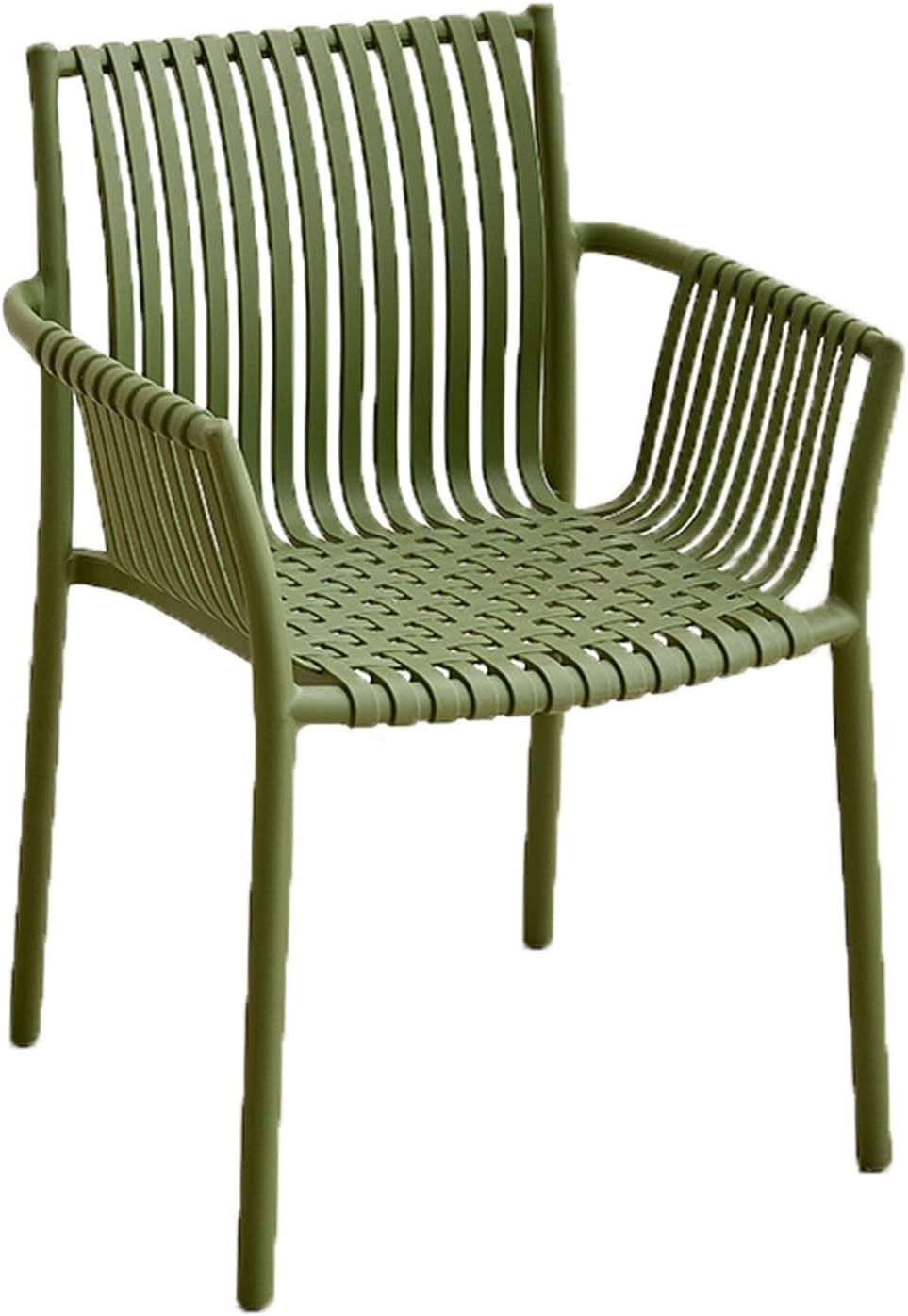 Chair Foldable Dining Chair Plastic Home Backrest Living Room Stackable Storage Kitchen Chairs with Armrests for Kitchen Balcony(White)