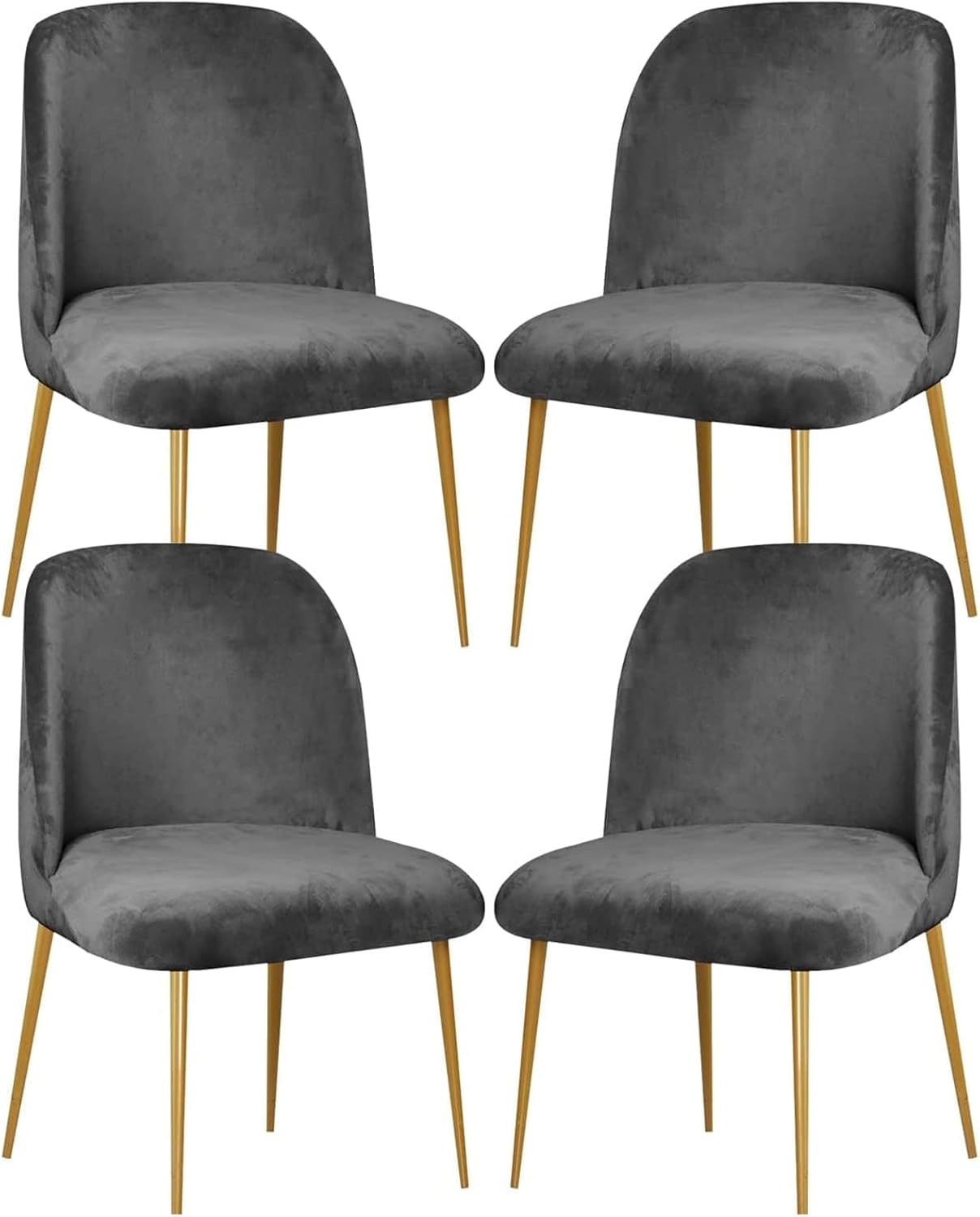 Dining Chair Cover Stretch Velvet Upholstered Side Dining Chair Cover Slipcover Curved Back Mid Century Modern Accent Dining Chair Covers for Kitchen Living Room