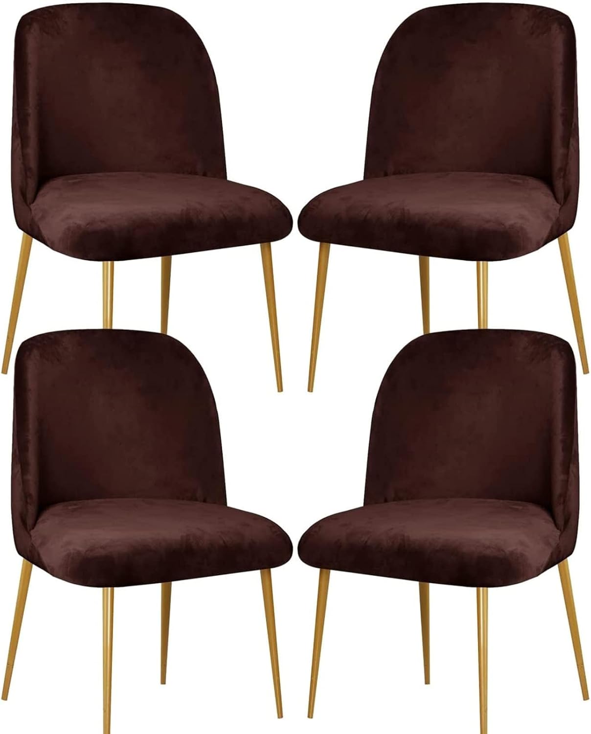 Dining Chair Cover Stretch Velvet Upholstered Side Dining Chair Cover Slipcover Curved Back Mid Century Modern Accent Dining Chair Covers for Kitchen Living Room