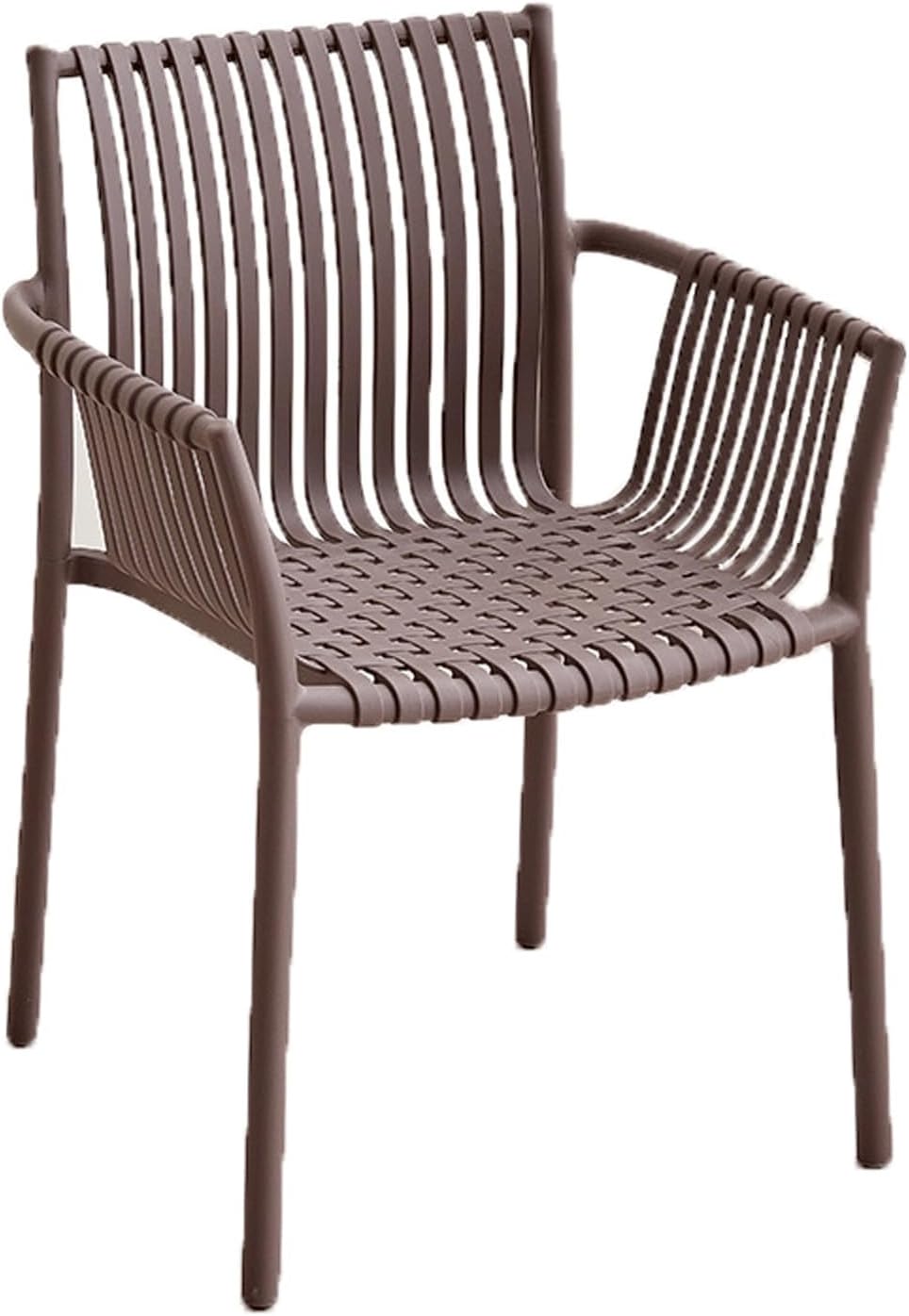 Chair Foldable Dining Chair Plastic Home Backrest Living Room Stackable Storage Kitchen Chairs with Armrests for Kitchen Balcony(White)