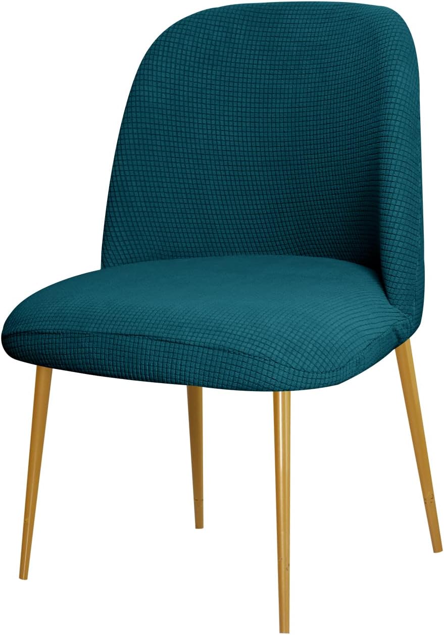 Dining Chair Cover Stretch Velvet Upholstered Side Dining Chair Cover Slipcover Curved Back Mid Century Modern Accent Dining Chair Covers for Kitchen Living Room