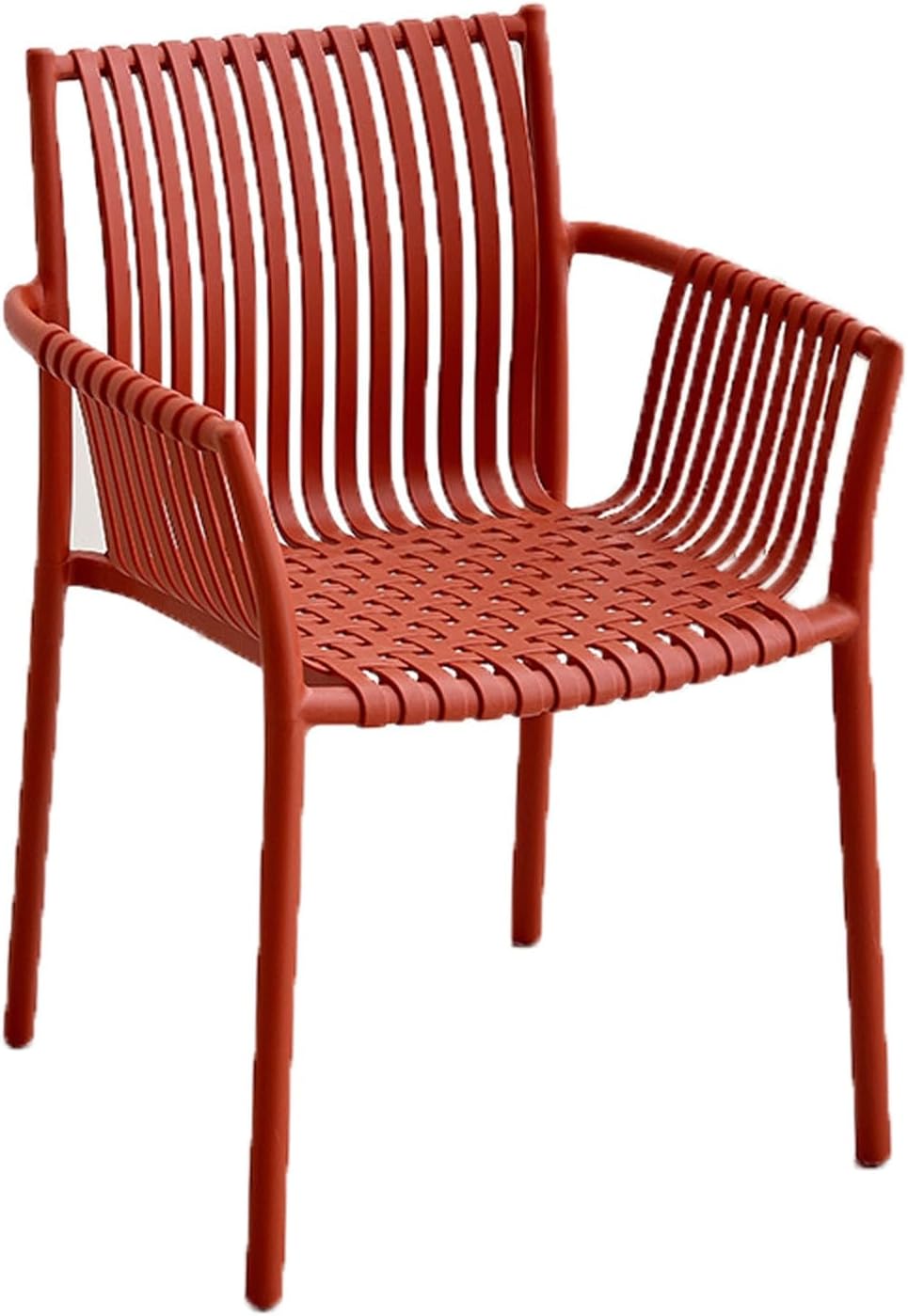 Chair Foldable Dining Chair Plastic Home Backrest Living Room Stackable Storage Kitchen Chairs with Armrests for Kitchen Balcony(White)