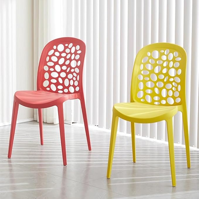 2pcs Plastic Dining Chairs, Dining Room Chairs Indoor/Outdoor, Modern Style Dining Side Chair, Farmhouse Kitchen Room Country Chairs with Breathable Openwork Back ( Color : Style1 , Size : 46*46*84cm