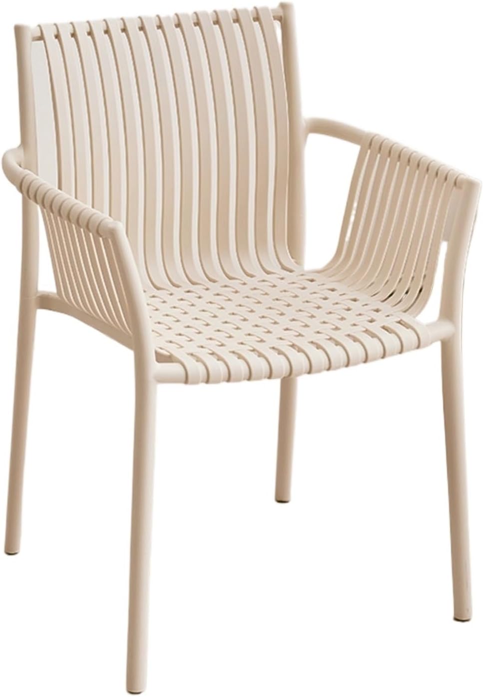 Chair Foldable Dining Chair Plastic Home Backrest Living Room Stackable Storage Kitchen Chairs with Armrests for Kitchen Balcony(White)