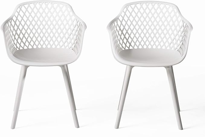 Christopher Knight Home Richard Outdoor Modern Dining Chair (Set of 2), White
