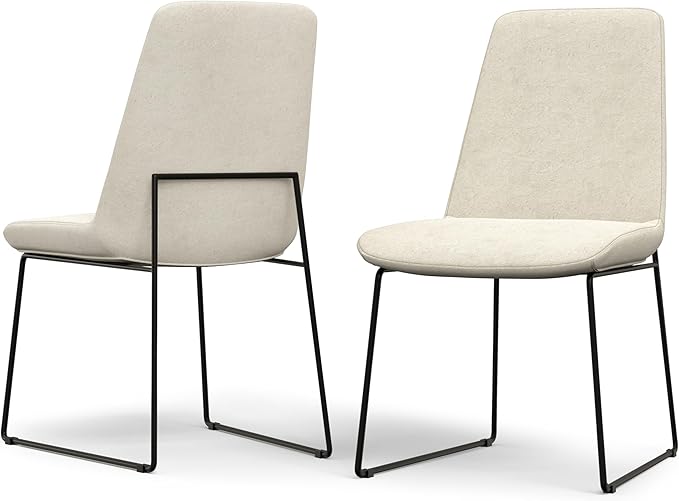  Modern Minimalist Dining Room Seating with Sled Base and Cushioned Seat (Set of 2)