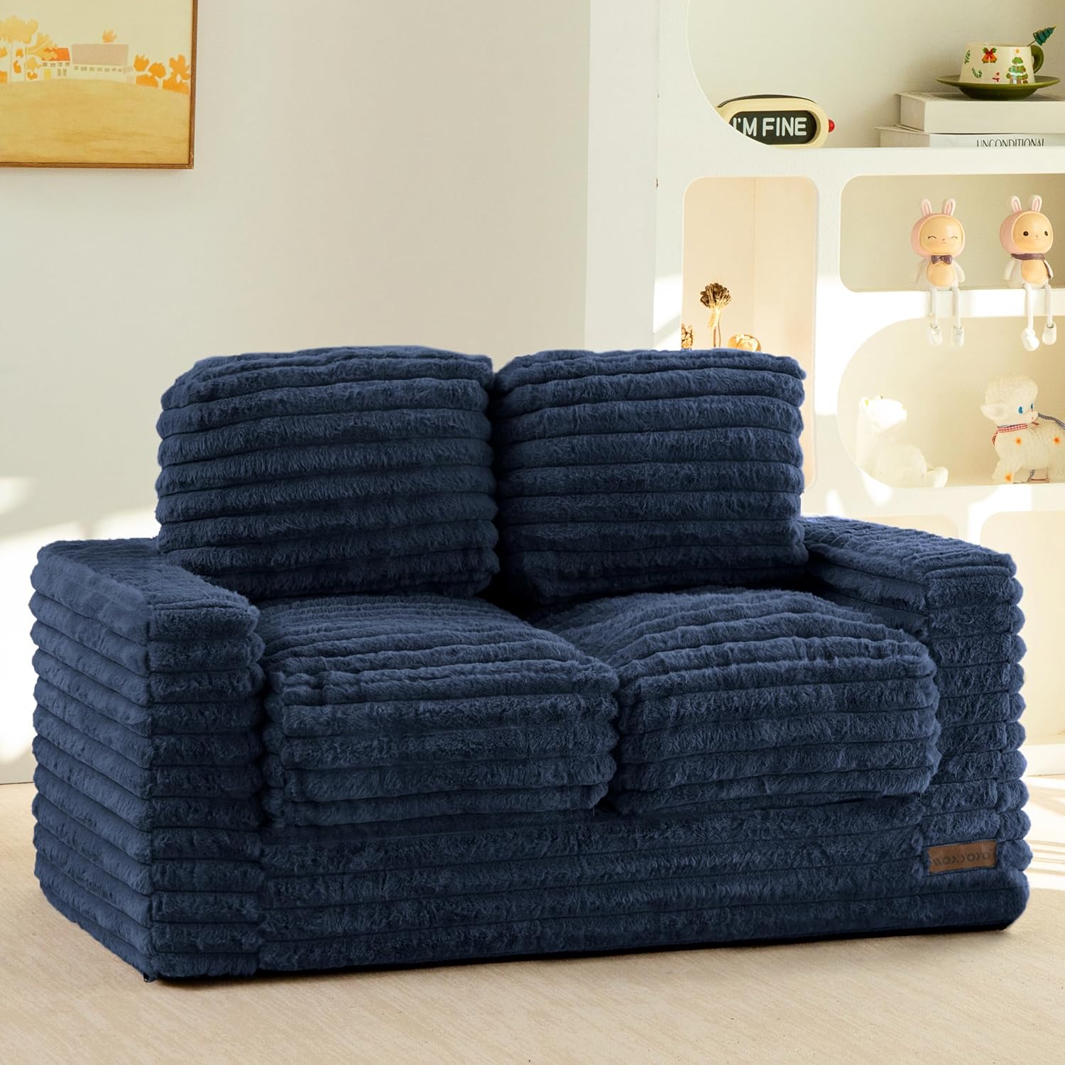  Kids Bean Bag Chair, Comfy Faux Fur Bean Bag Sofa with Filler