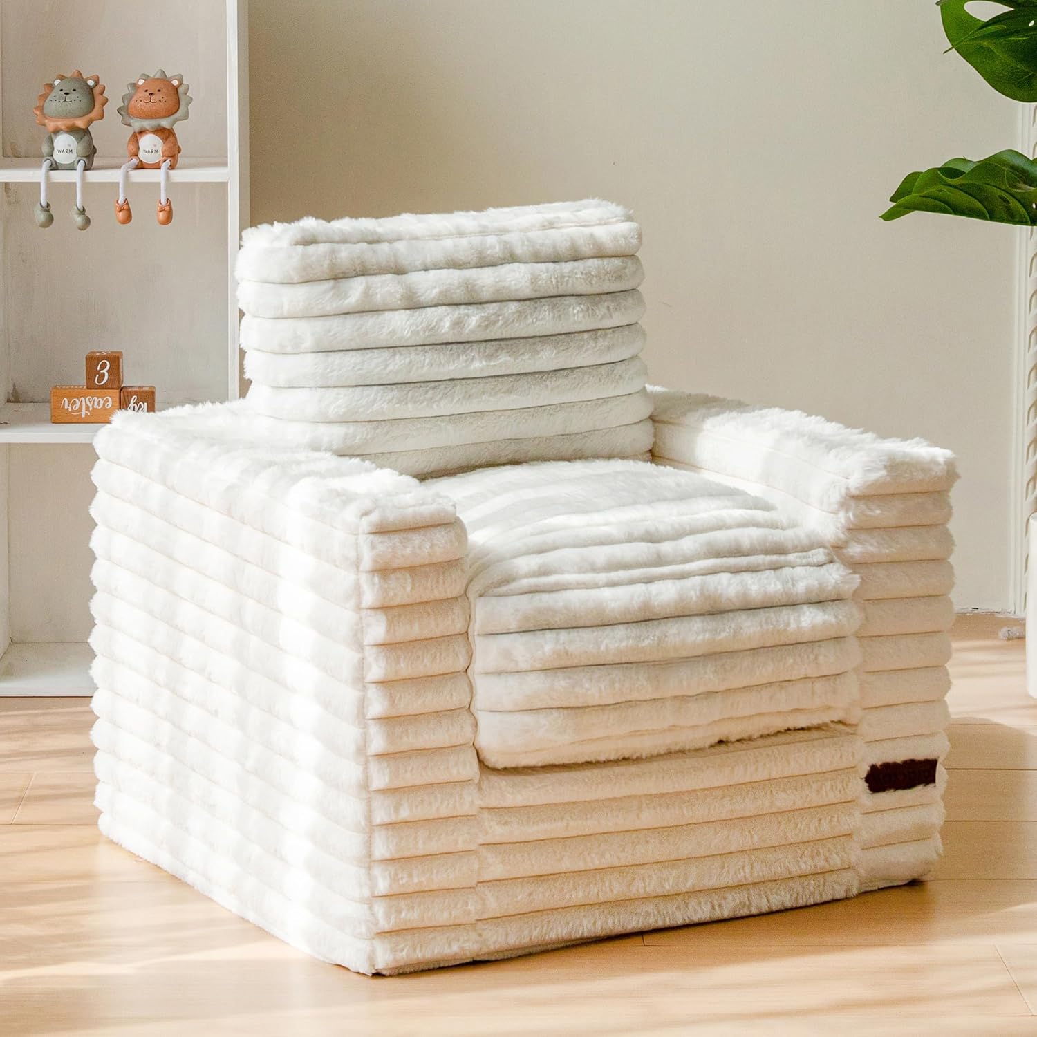  Kids Bean Bag Chair, Comfy Faux Fur Bean Bag Sofa with Filler