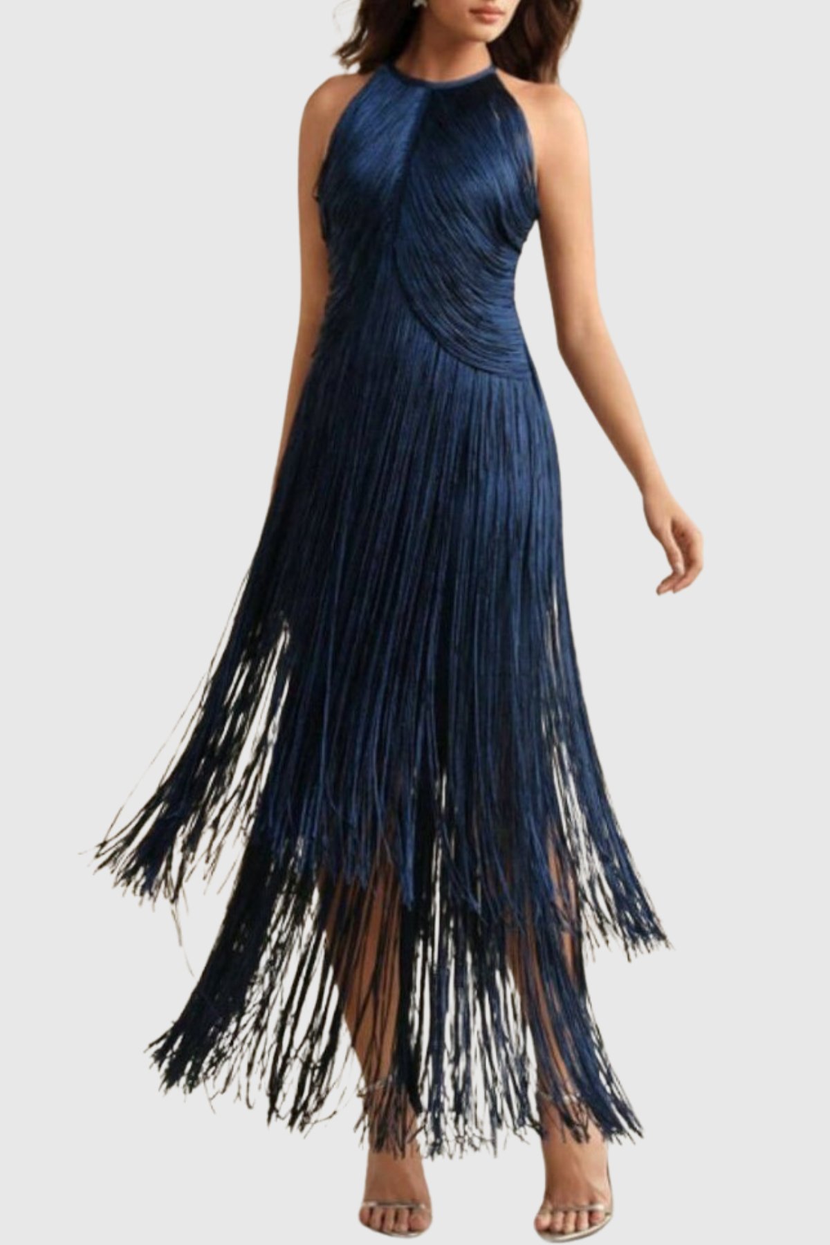 Elegant Tassel Splicing Solid Gowns Dress