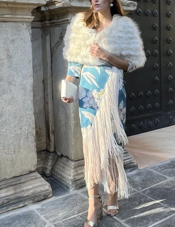 Printed fringe dress