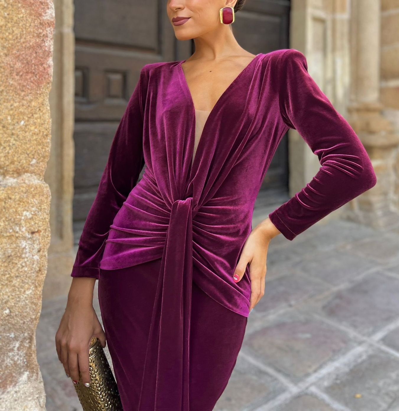 La Calzada Bordeaux dress