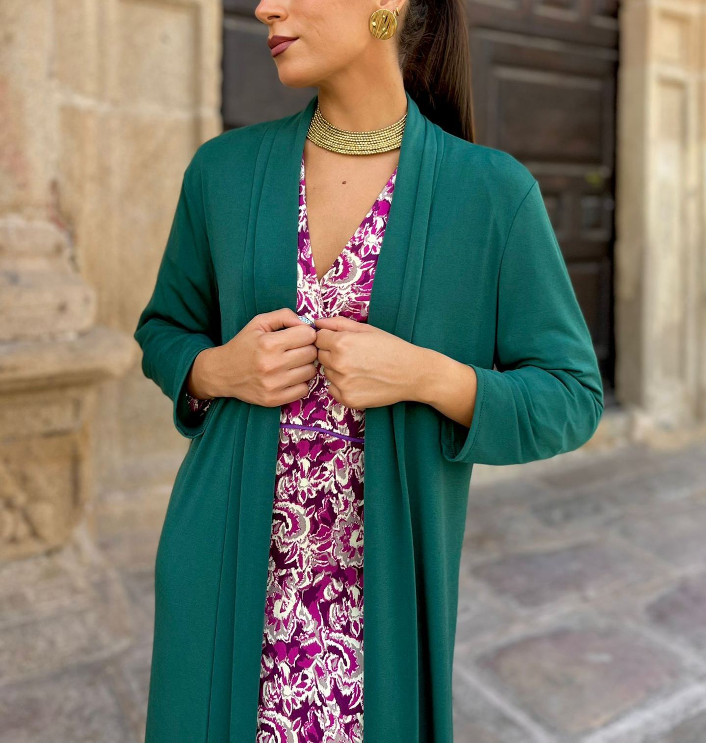 Broken Bottle Dress+Silk Knit Kimono