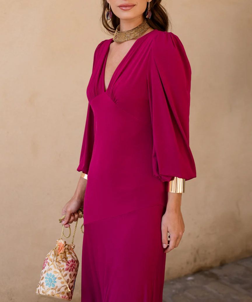 Asymmetrical ruffle midi dress