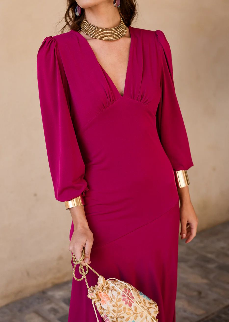 Asymmetrical ruffle midi dress