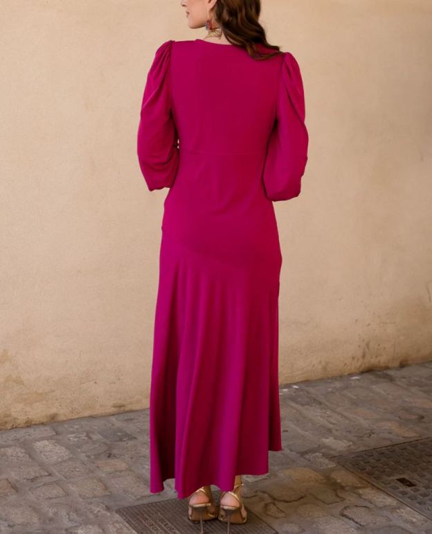 Asymmetrical ruffle midi dress