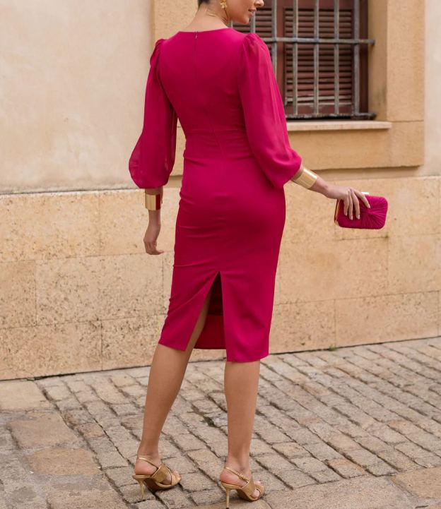 Cherry midi maxi dress with a tie at the waist