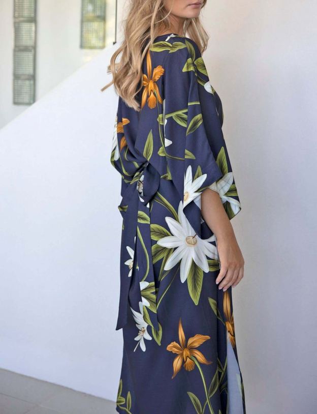 Midnight Blooms Tie Dress