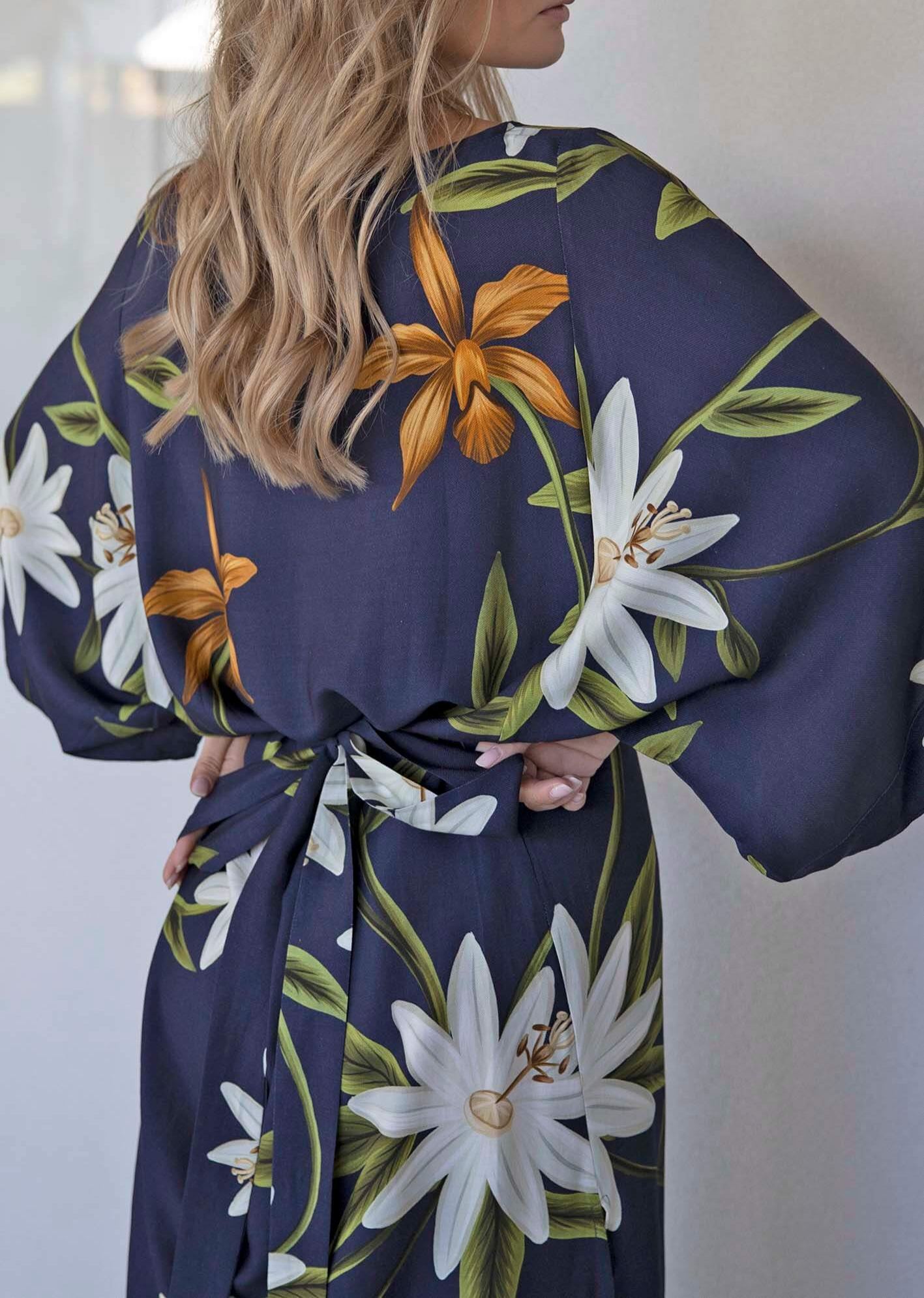 Midnight Blooms Tie Dress