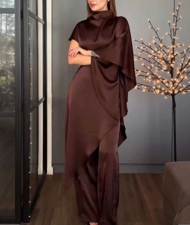 Elegant Satin Irregular Top Two-piece Set